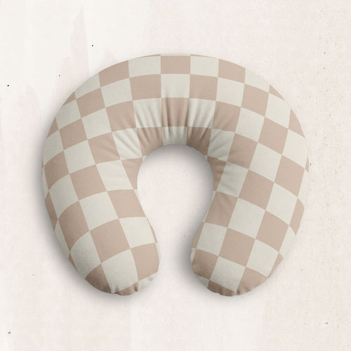 Beige Checker Nursing Pillow Cover