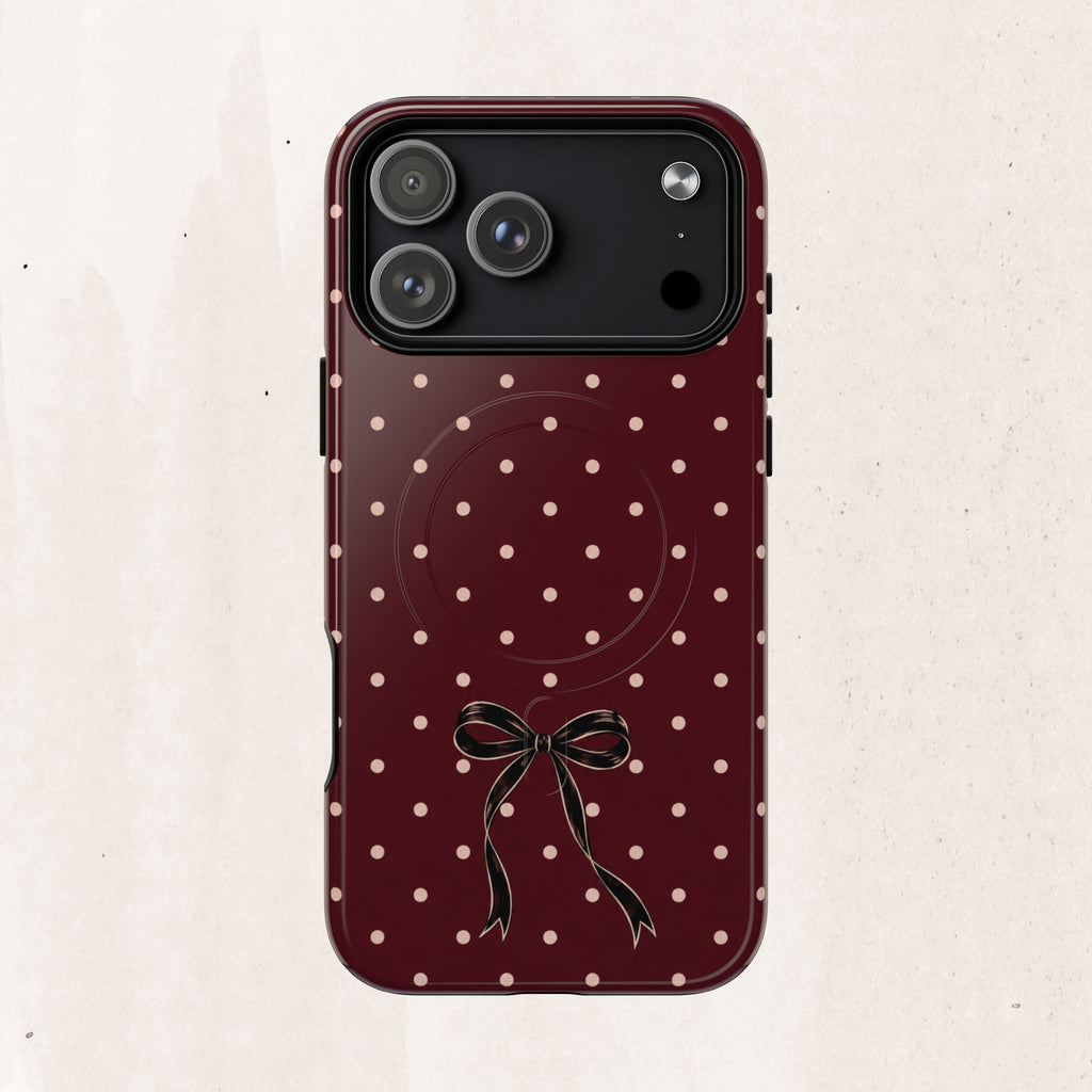 Burgundy Polka Dot Magnetic Phone Case Printify