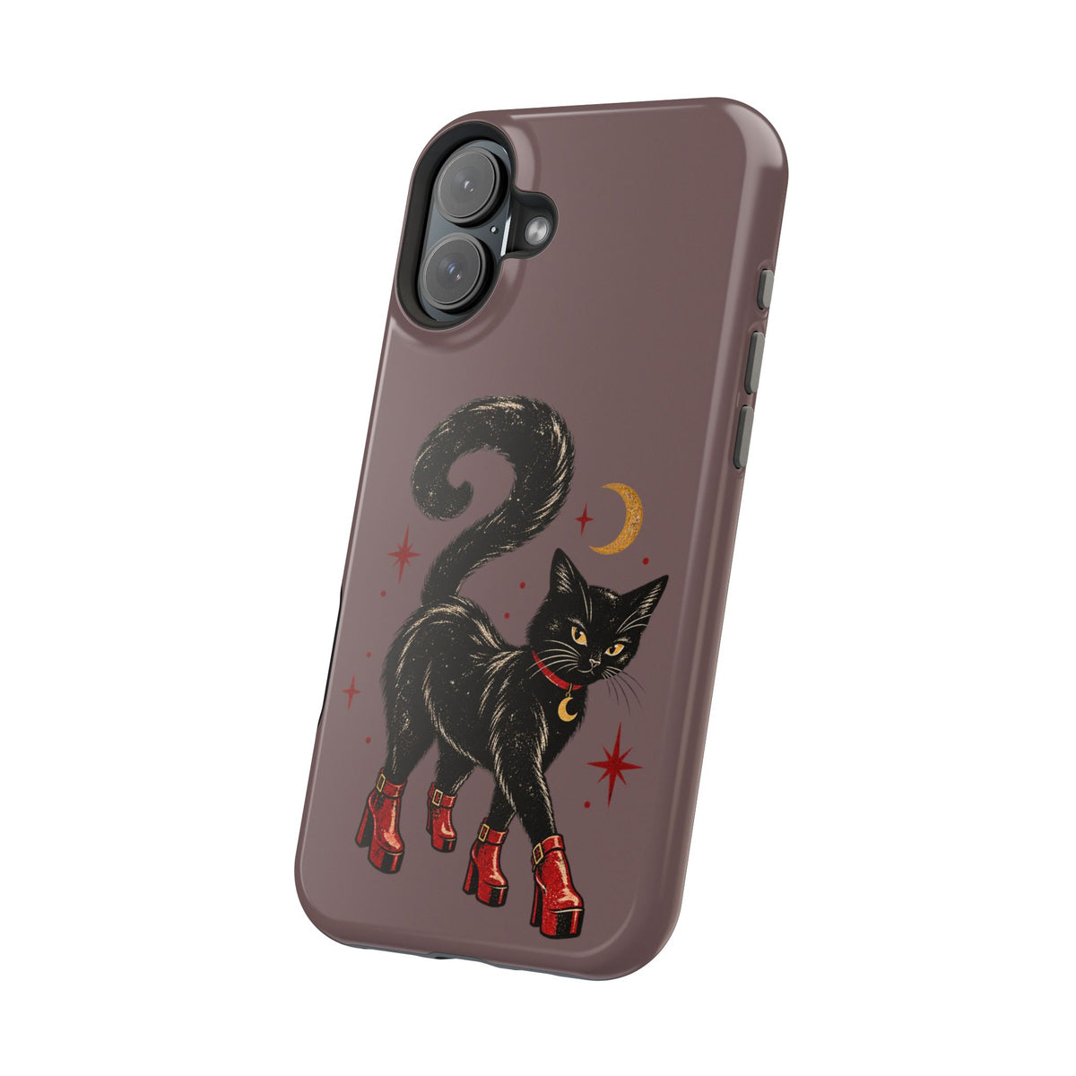 Black Cat in Red Boots MagSafe Phone Case, alternate view