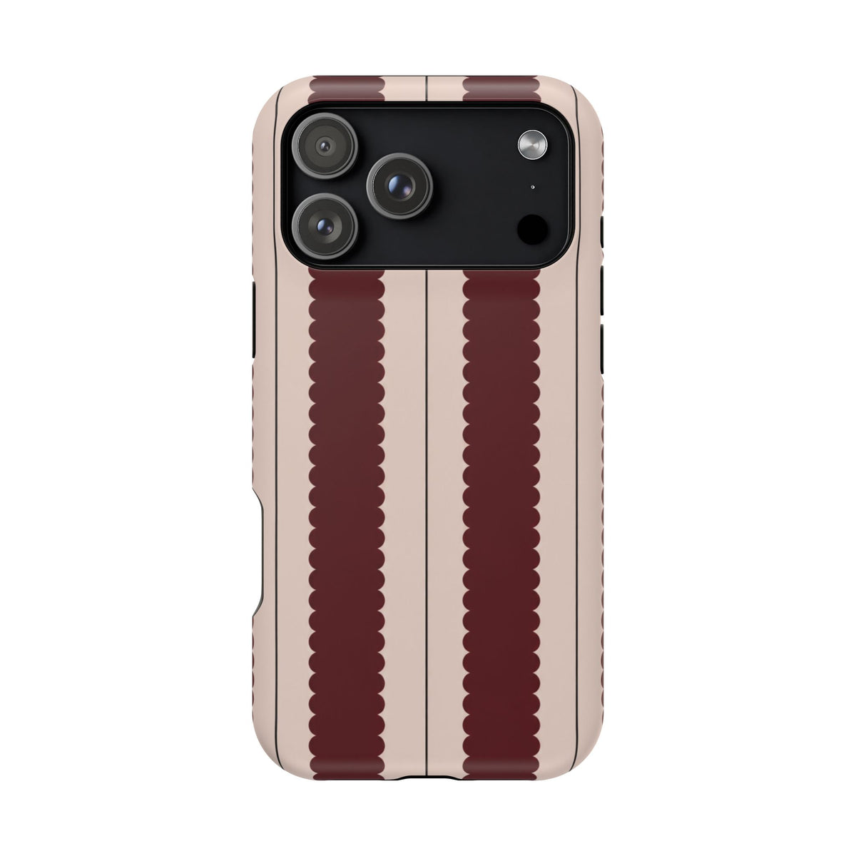Burgundy Scallop Stripe Magnetic Phone Case, alternate view