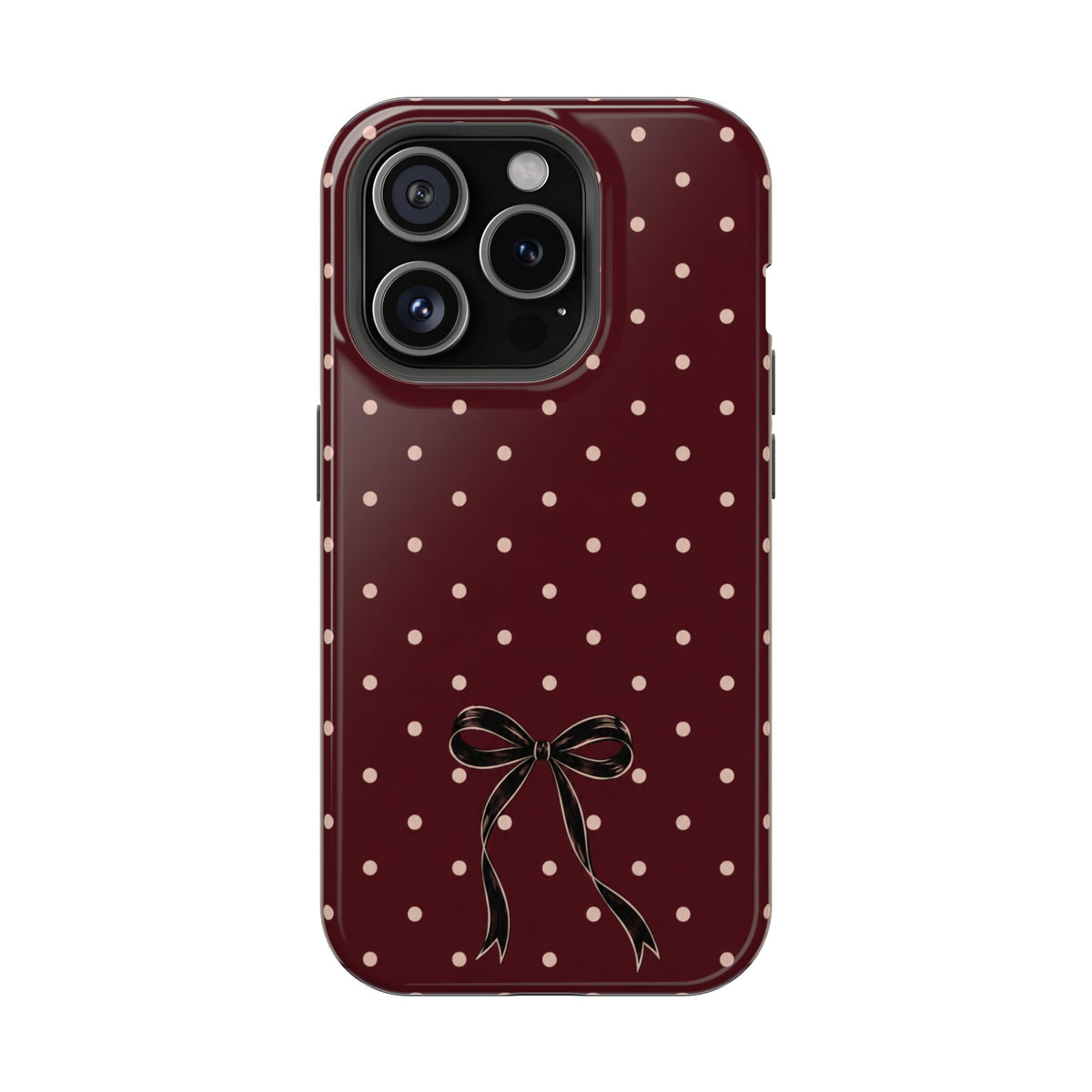 Burgundy Polka Dot Magnetic Phone Case, alternate view