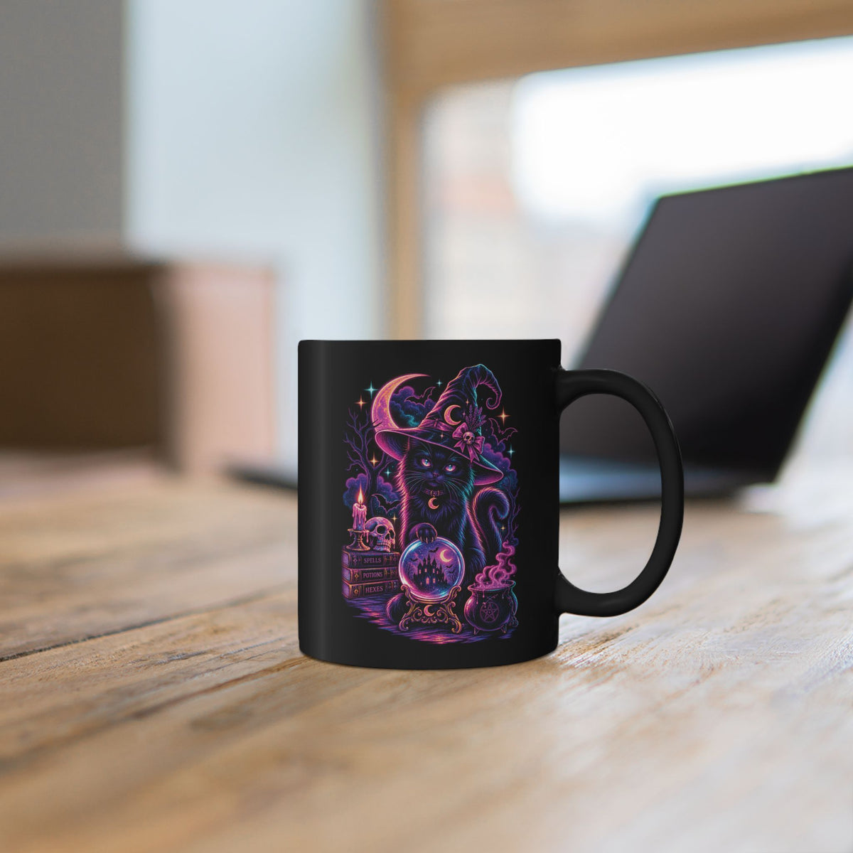 Neon Mystic Witch Cat Mug
