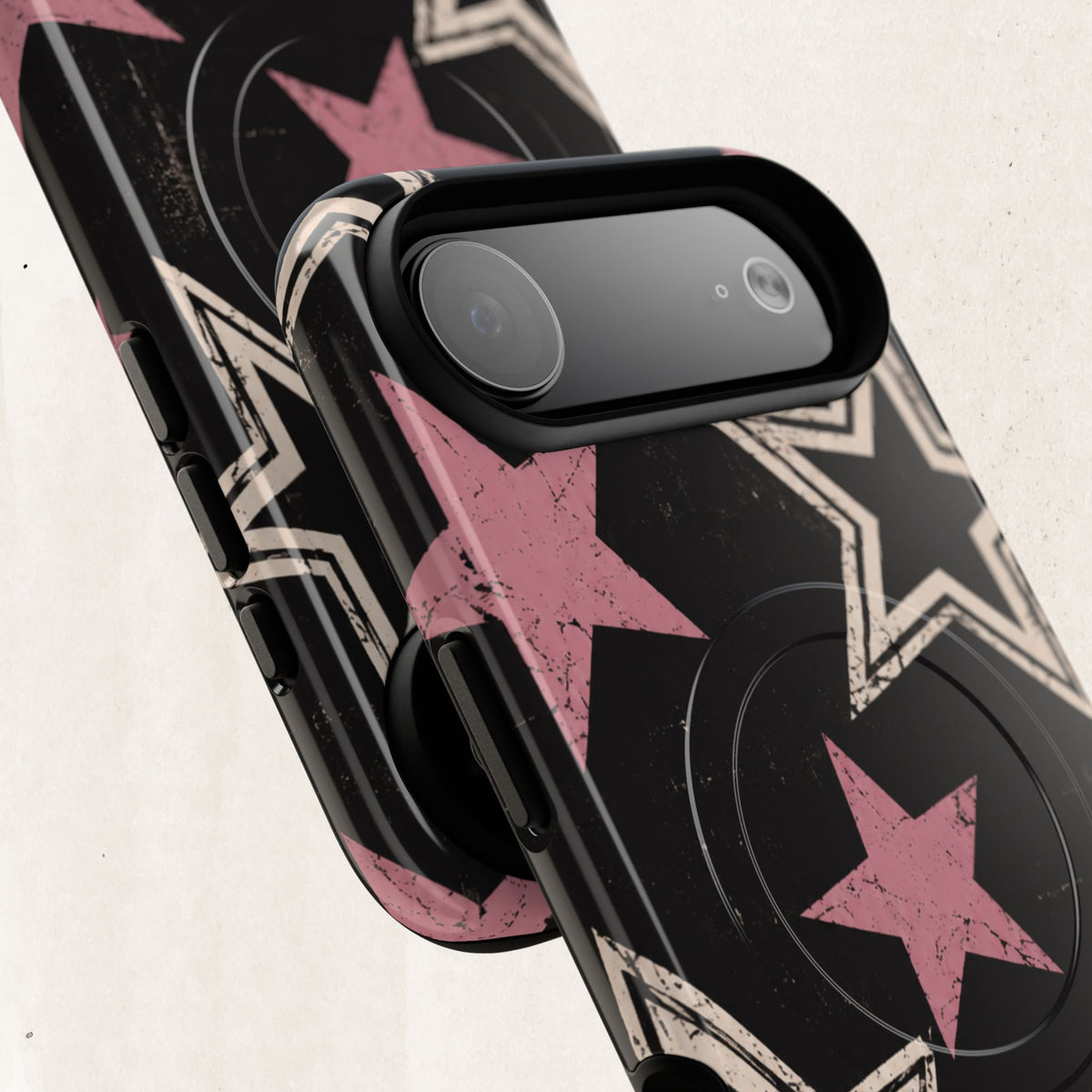 Magnetic Phone Case — Pink Retro Stars Tough Protective Cover Printify