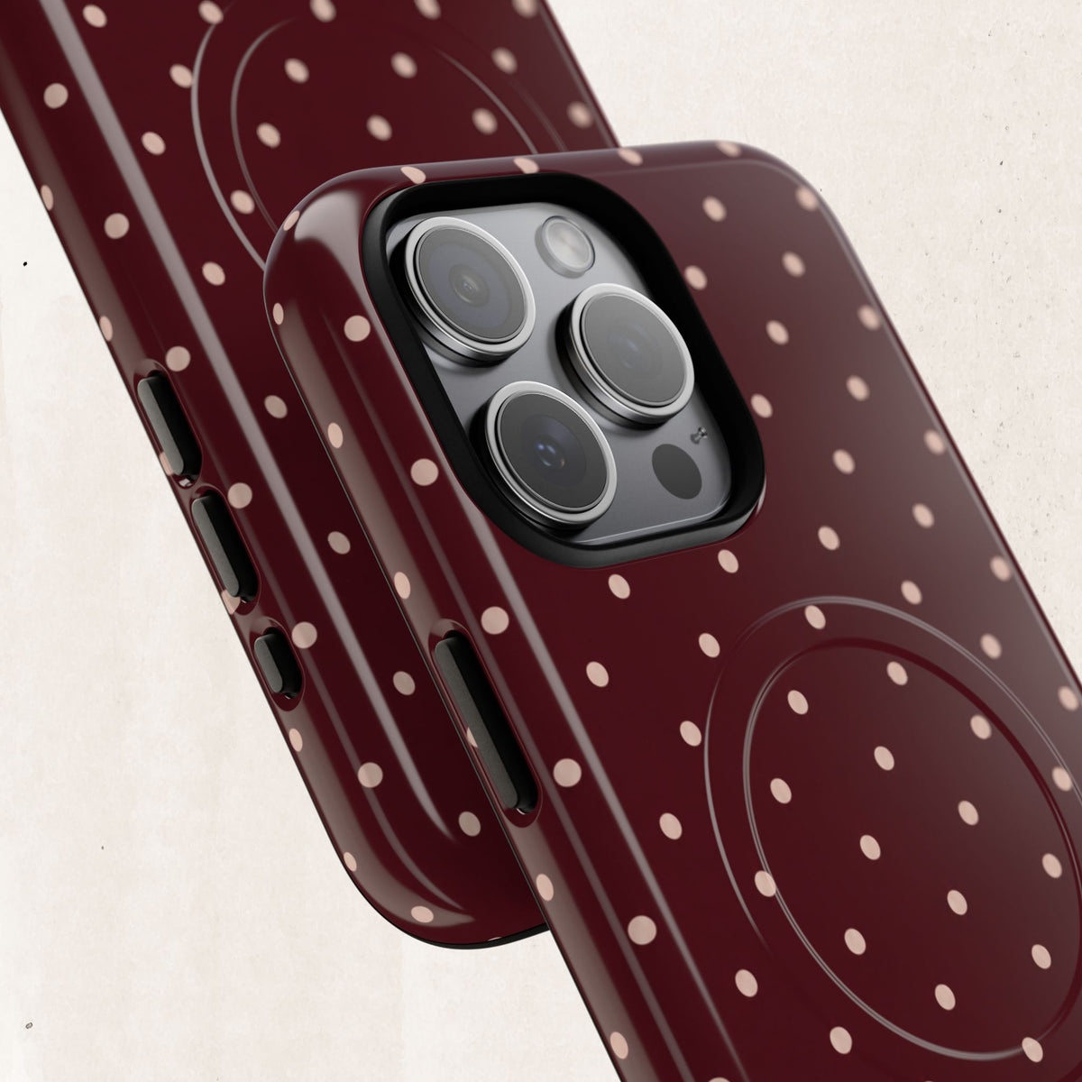 Burgundy Polka Dot Magnetic Phone Case Printify