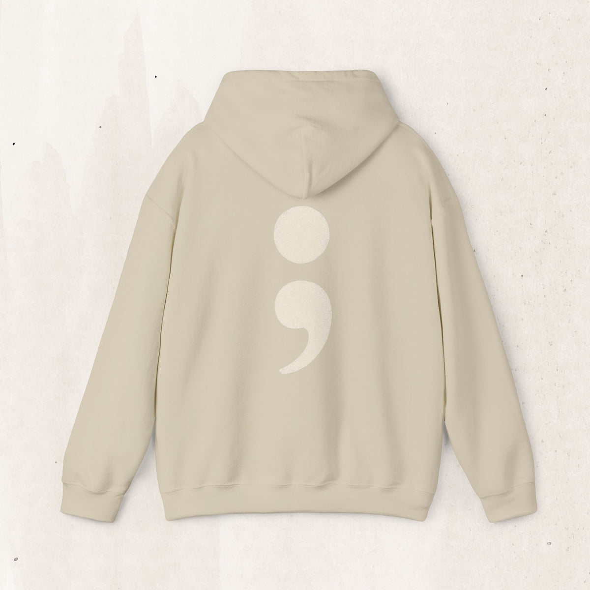 Oversized semicolon suicide awareness pullover hoodie in sand