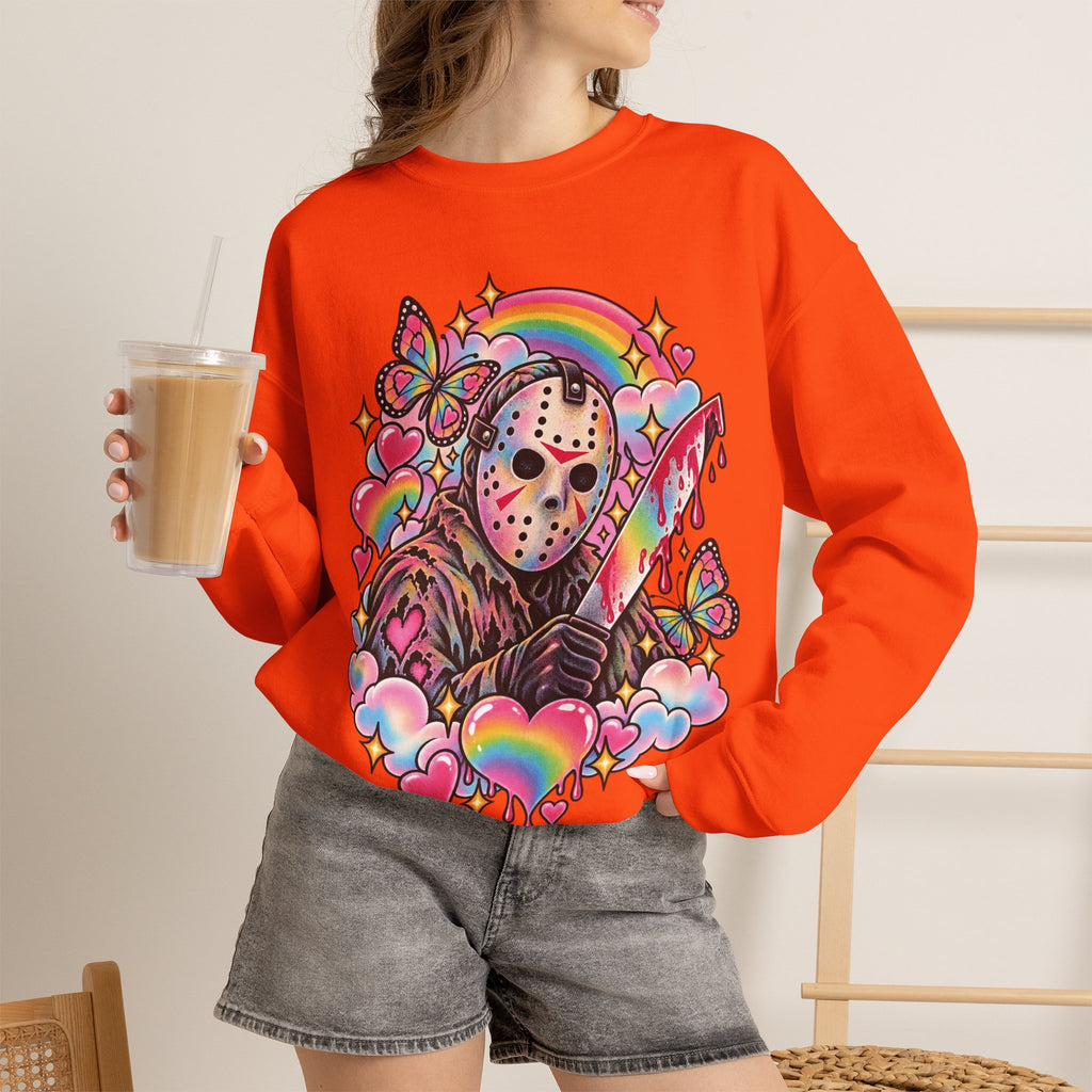 Jason Mask Rainbow Horror Crewneck Sweatshirt