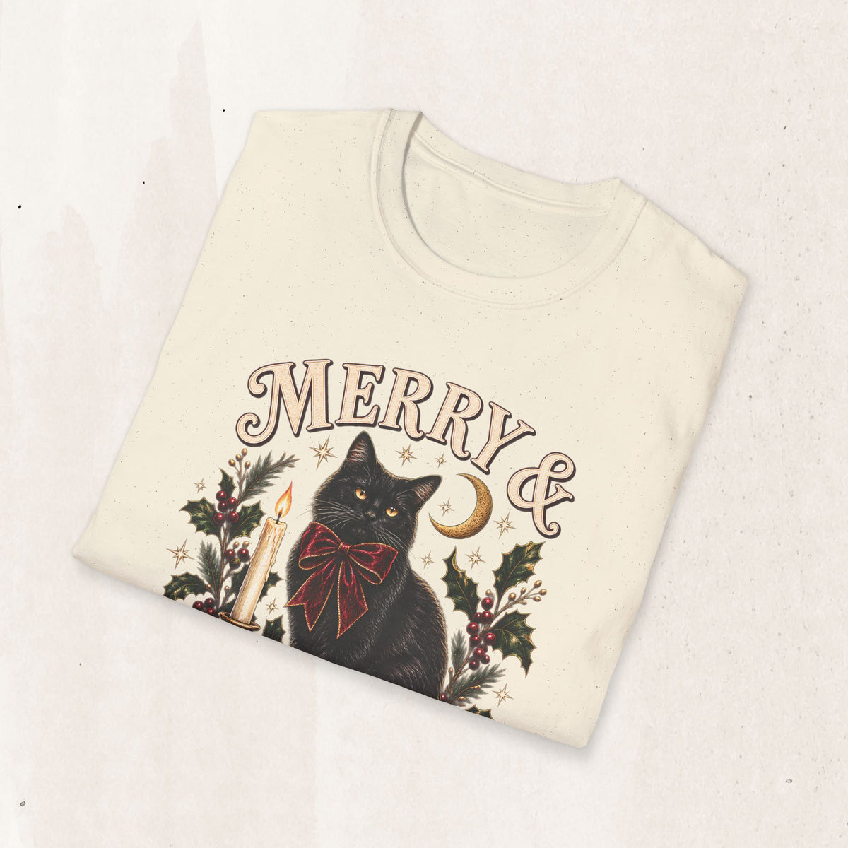 Merry & Mysterious Black Cat Christmas Tee