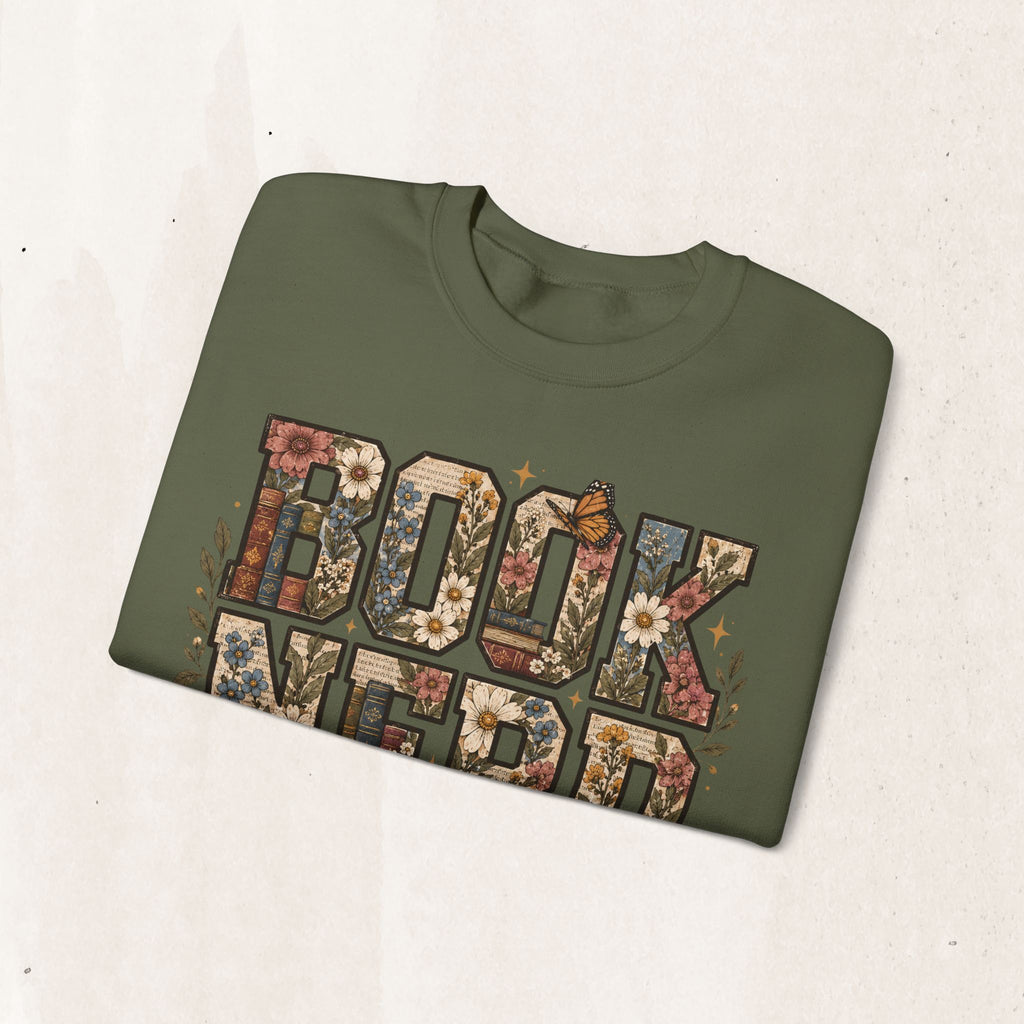 Floral Book Nerd Crewneck Sweatshirt