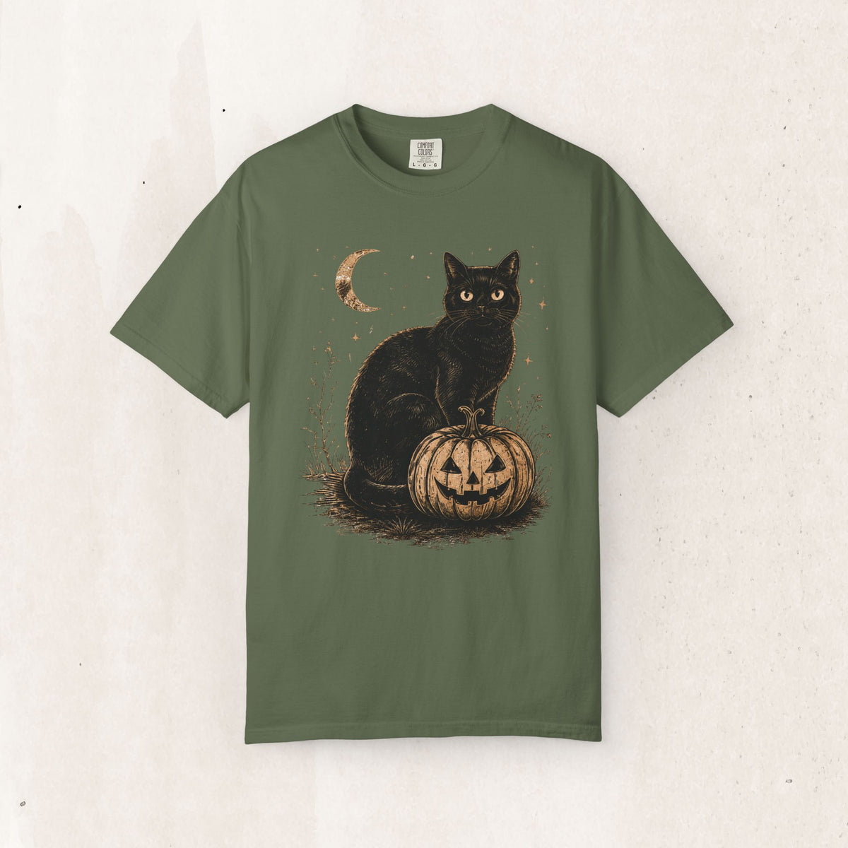 Halloween Black Cat & Pumpkin Tee