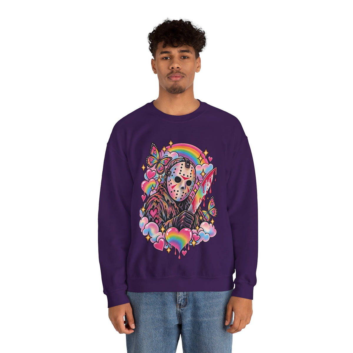 Jason Mask Rainbow Horror Crewneck Sweatshirt