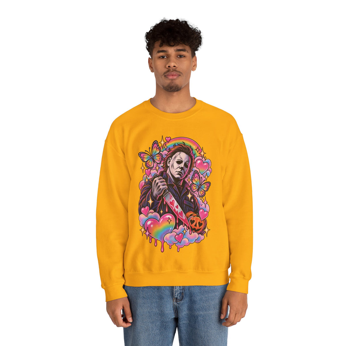 Colorful Michael Myers Horror Heart Crewneck