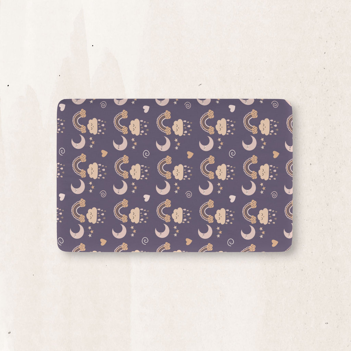 Moon & Rainbow Baby Crib Sheet — Navy Purple Fitted Cotton Nursery Bedding