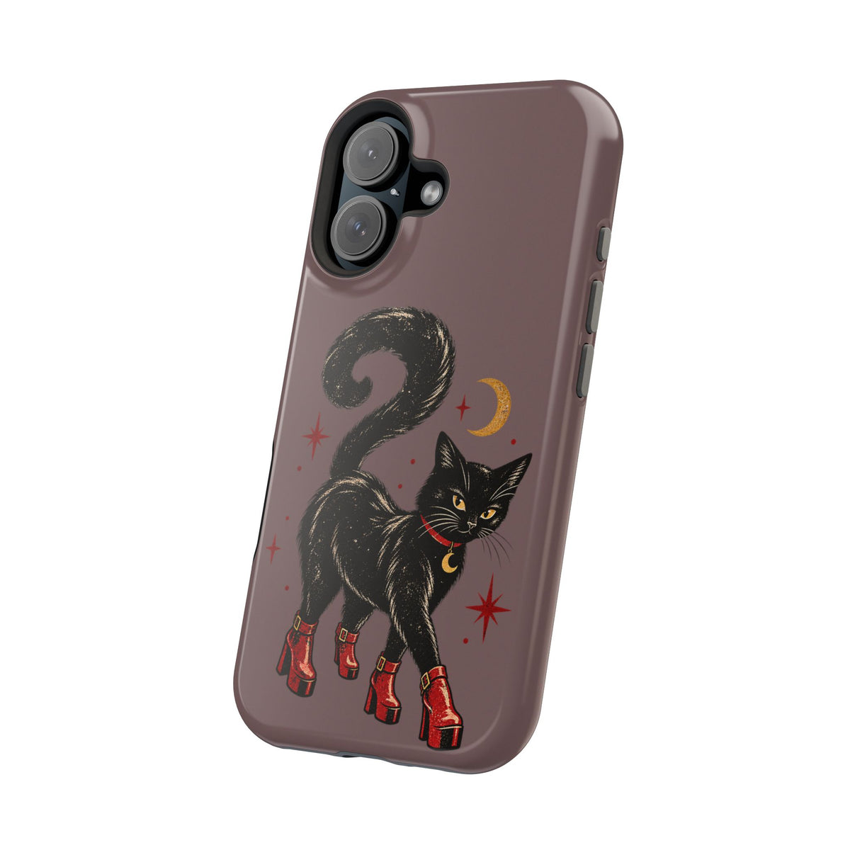 Black Cat in Red Boots MagSafe Phone Case, alternate view