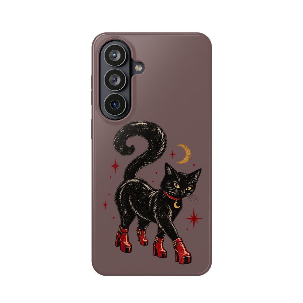Black Cat in Red Boots MagSafe Phone Case, alternate view