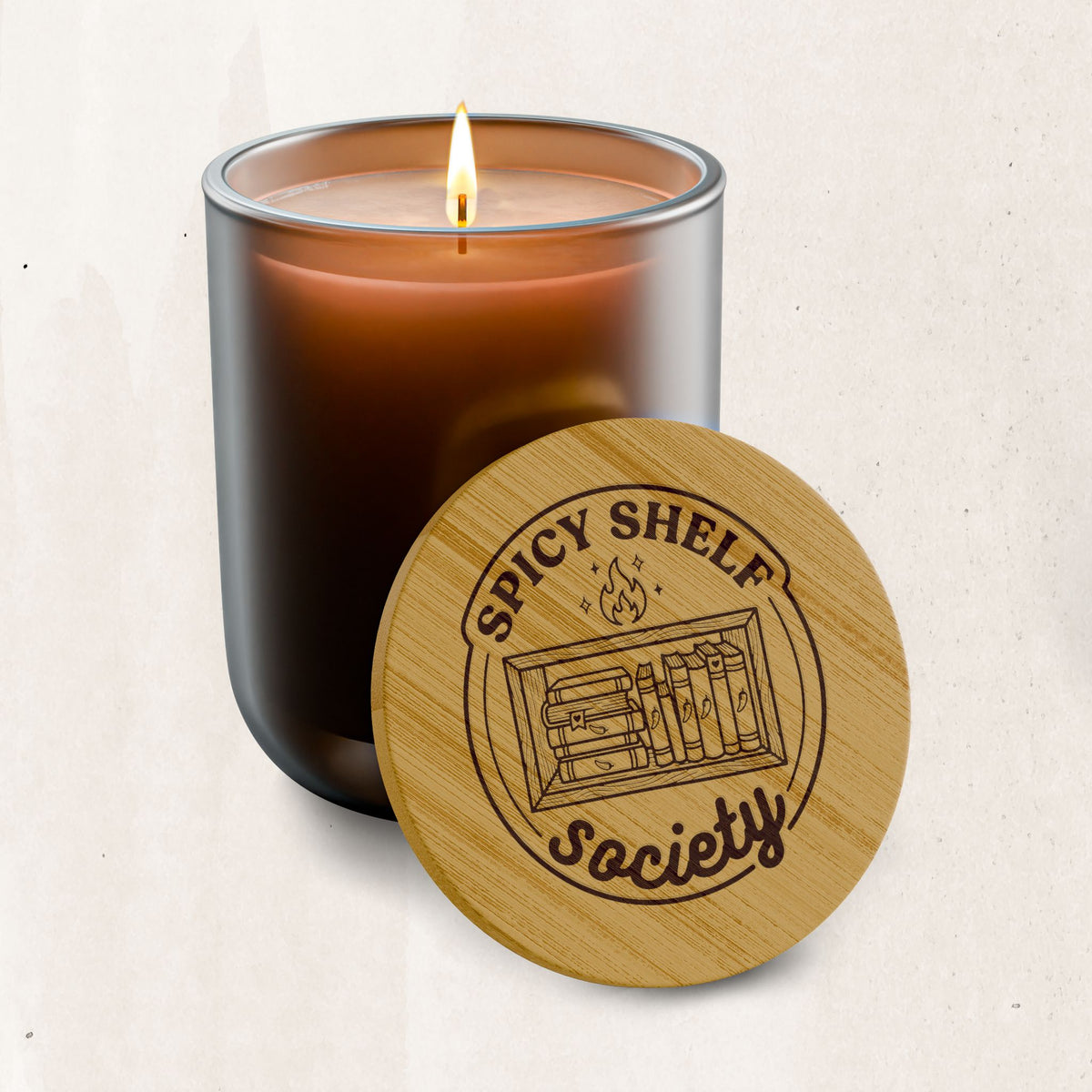 Engraved 'Spicy Shelf Society' Scented Soy Candle (14 oz)