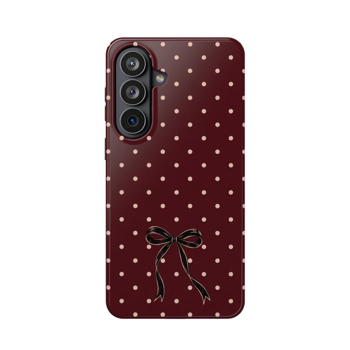 Burgundy Polka Dot Magnetic Phone Case, alternate view