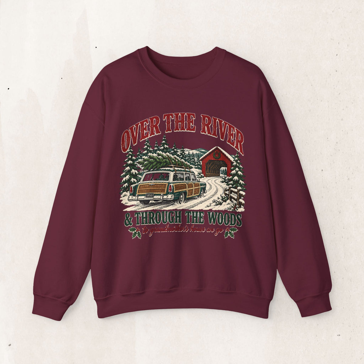 Over the River and Through the Woods Christmas Sweatshirt, Christmas Cabin Crewneck