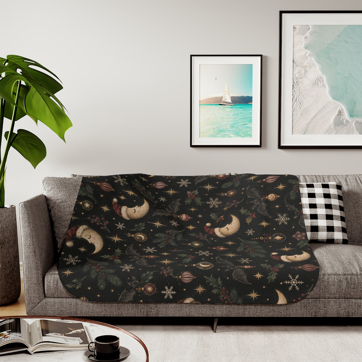 Celestial Christmas Night Sherpa Blanket