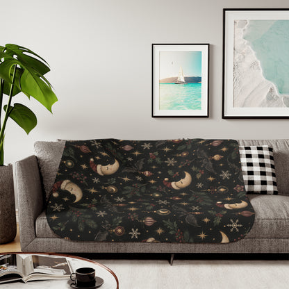 Celestial Christmas Night Sherpa Blanket