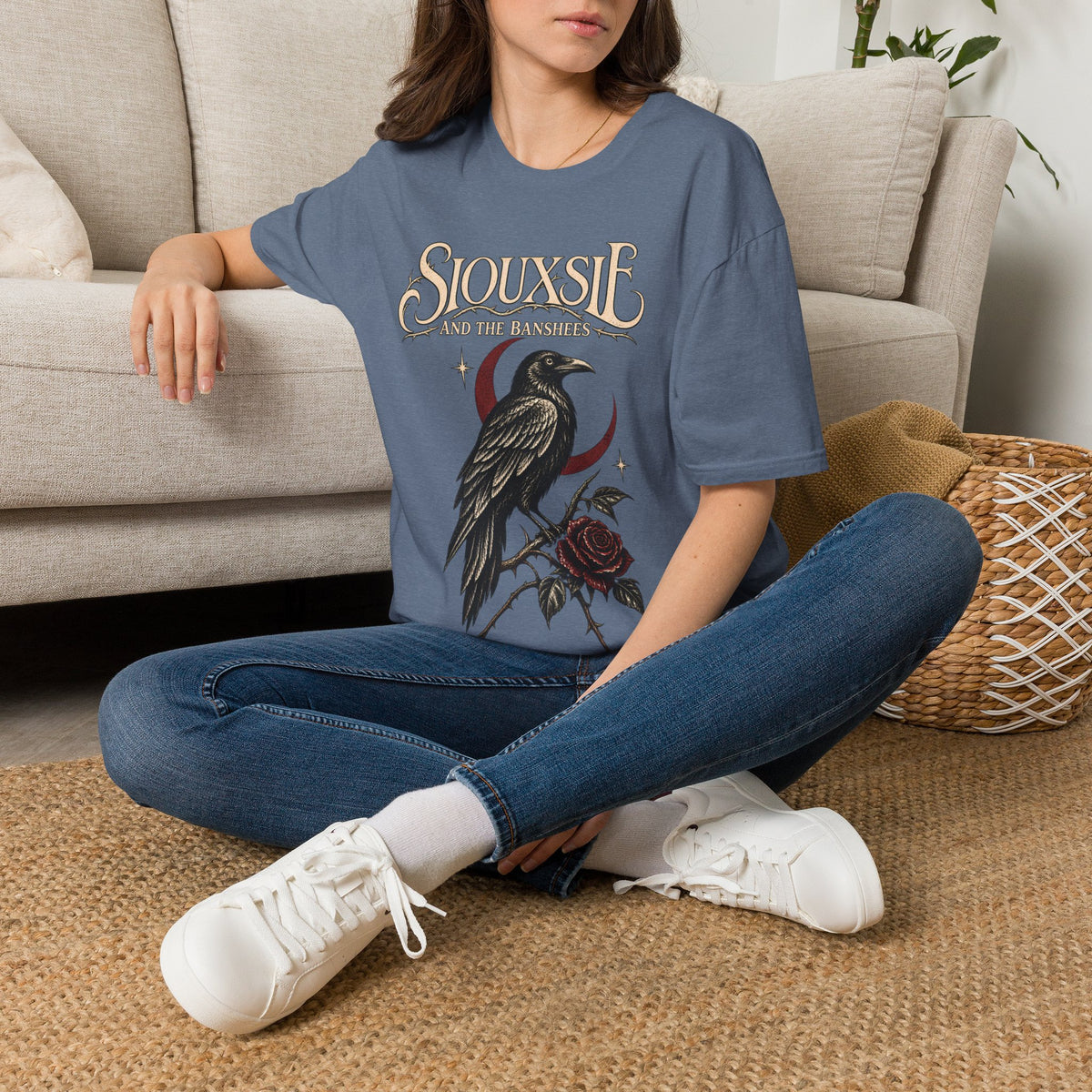 Siouxsie And The Banshees Vintage Raven Tee – Goth Band Shirt – Heather Indigo