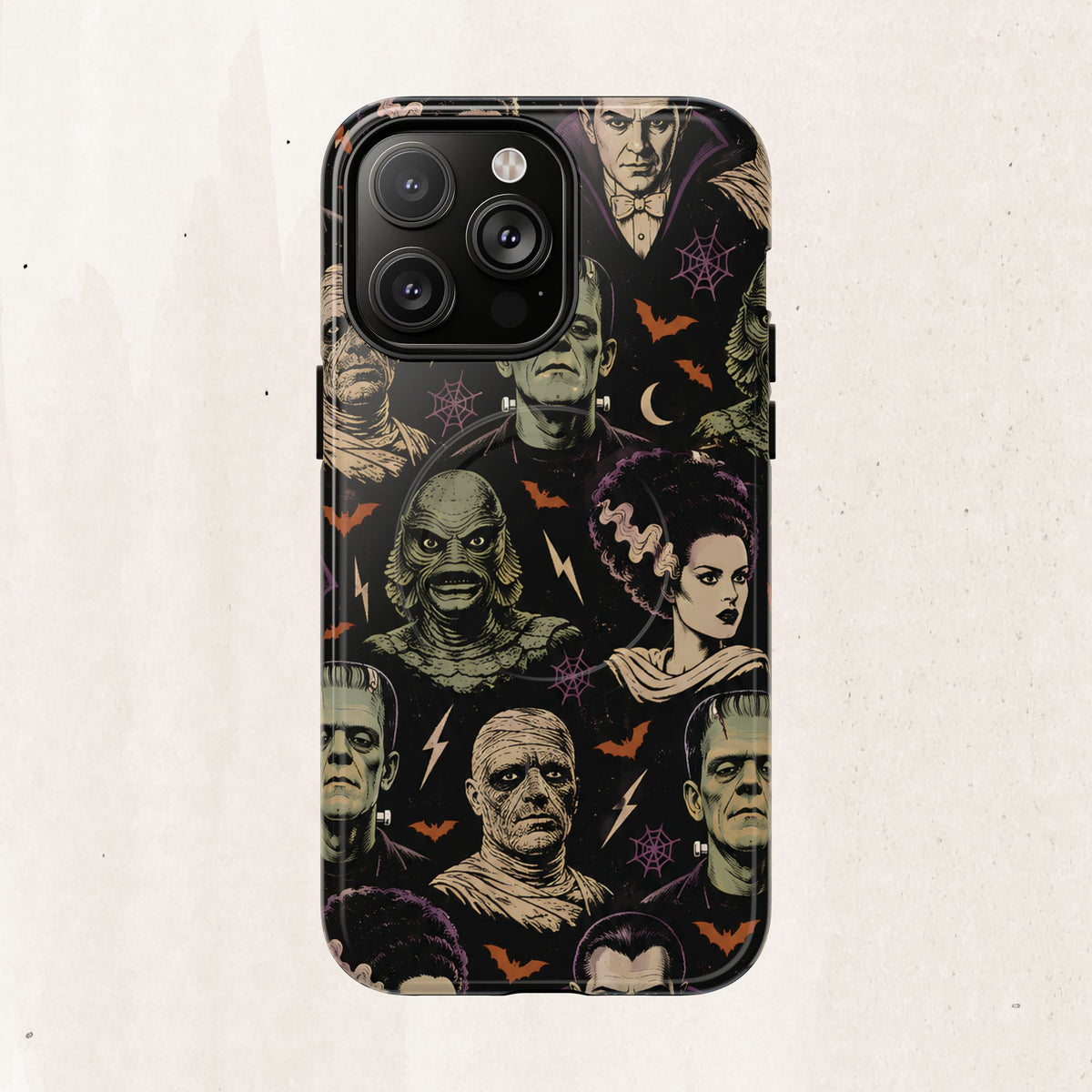 Monster Mash Magnetic Phone Case — Retro Classic Horror Collage