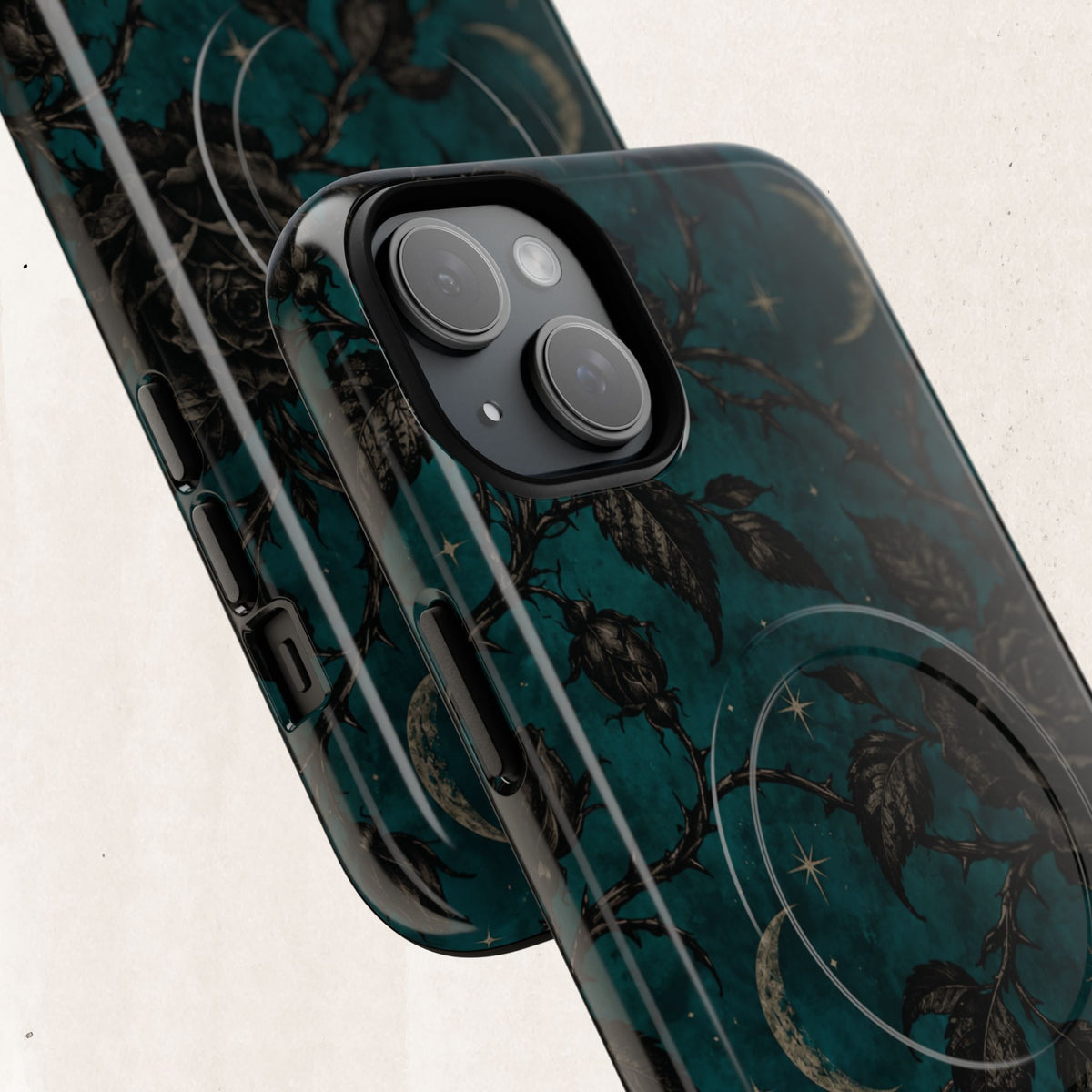 Teal Moon & Black Rose Tough Protective Case