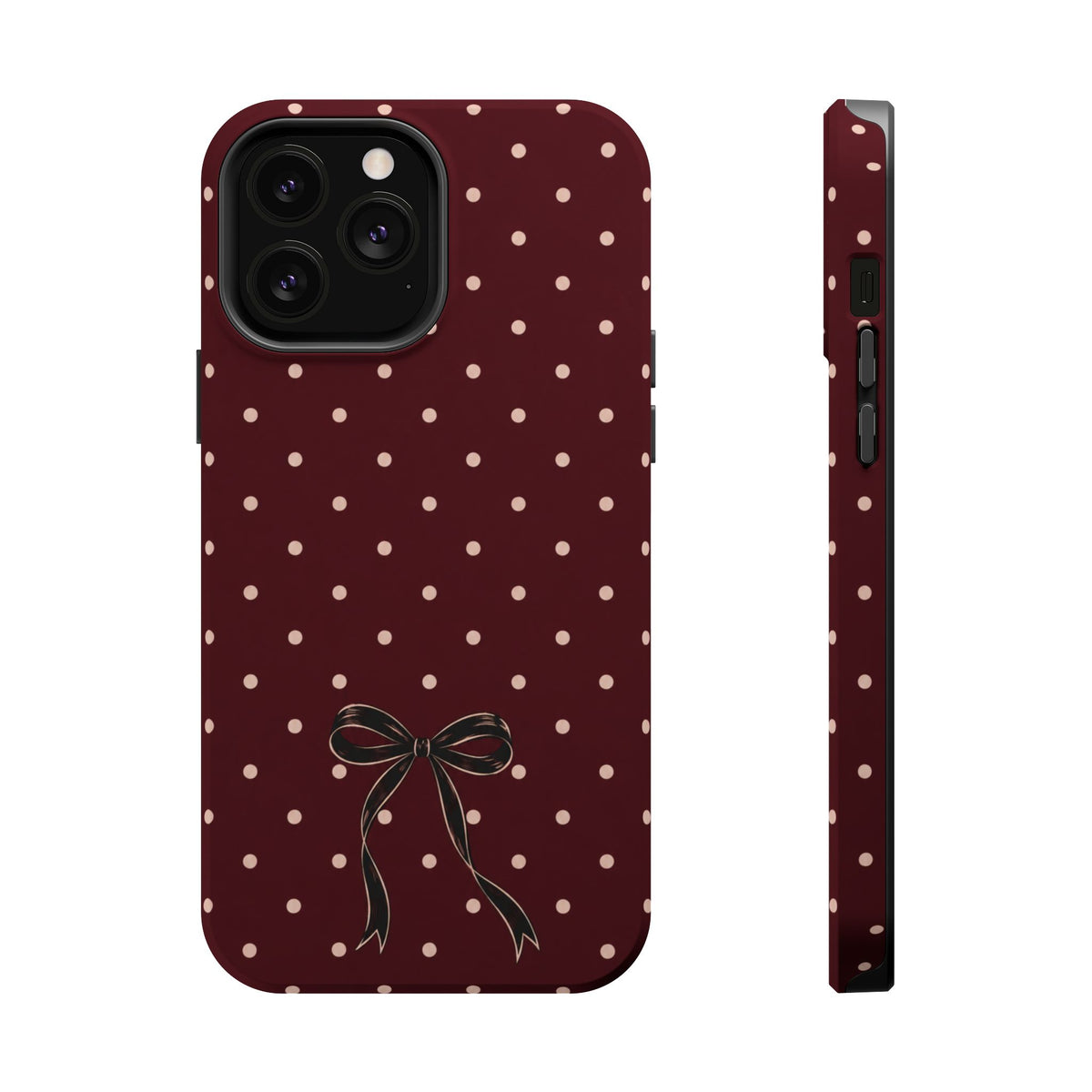 Burgundy Polka Dot Magnetic Phone Case, alternate view