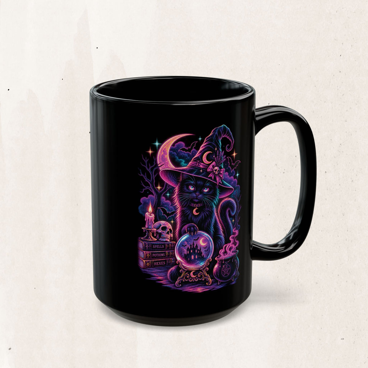 Neon Mystic Witch Cat Mug
