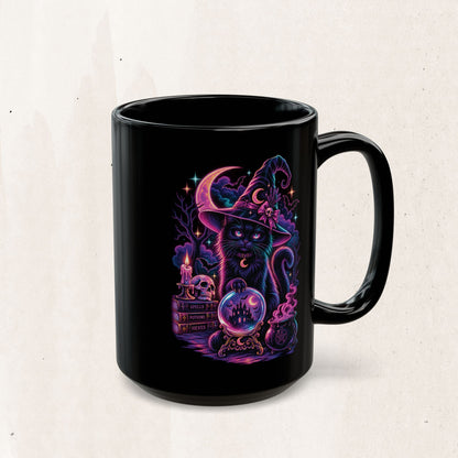 Neon Mystic Witch Cat Mug