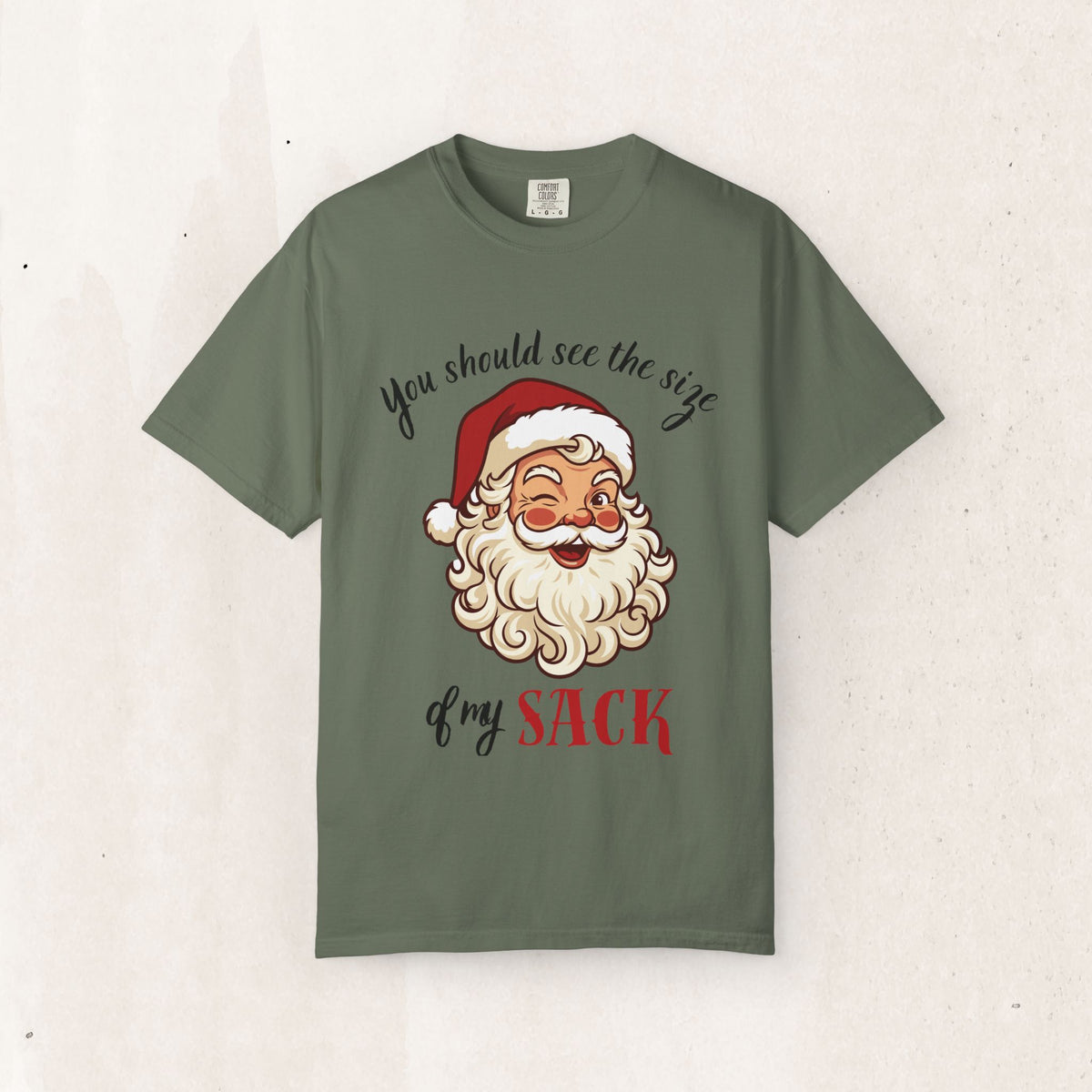 Santa 'You Should See the Size of My Sack' Christmas Tee – Moss