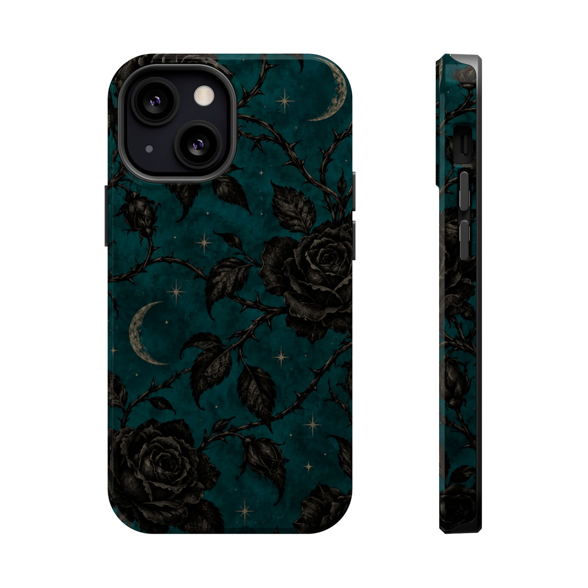 Teal Moon & Black Rose Magnetic Phone Case, alternate view