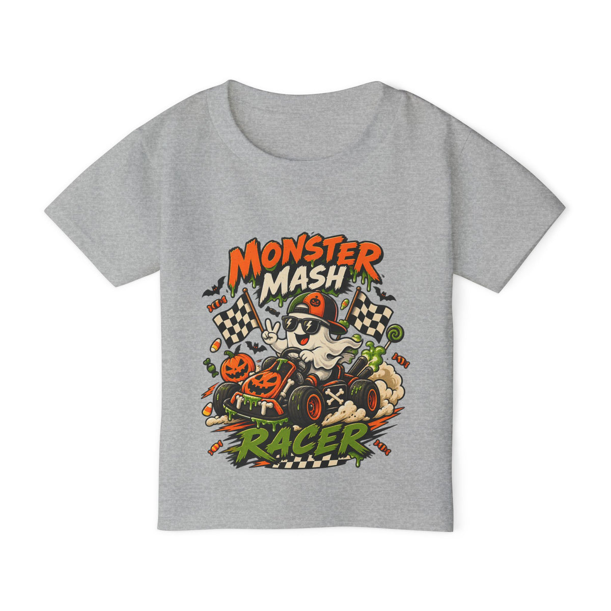 Toddler T‑Shirt — "Monster Mash Racer" Cute Halloween Race Car Graphic