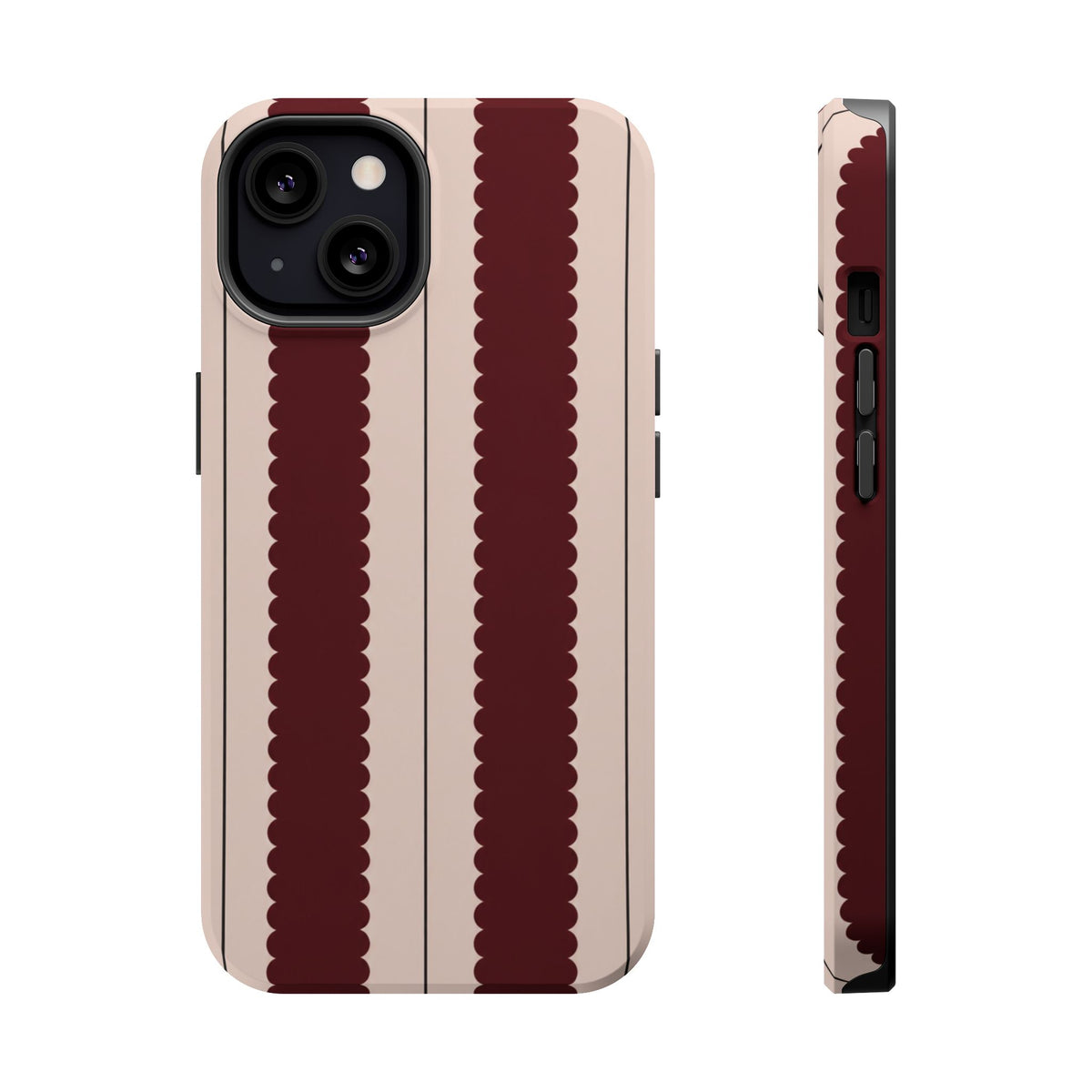 Burgundy Scallop Stripe Magnetic Phone Case, alternate view