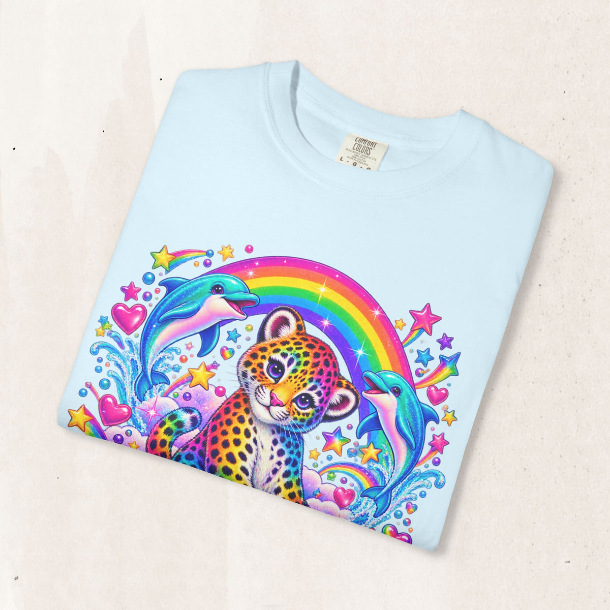 Lisa Frank Inspired Leopard Rainbow Tee