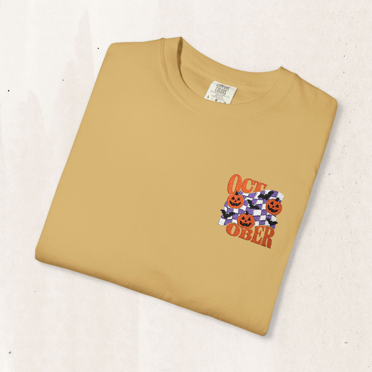 Embroidered Retro "October" Halloween Tee