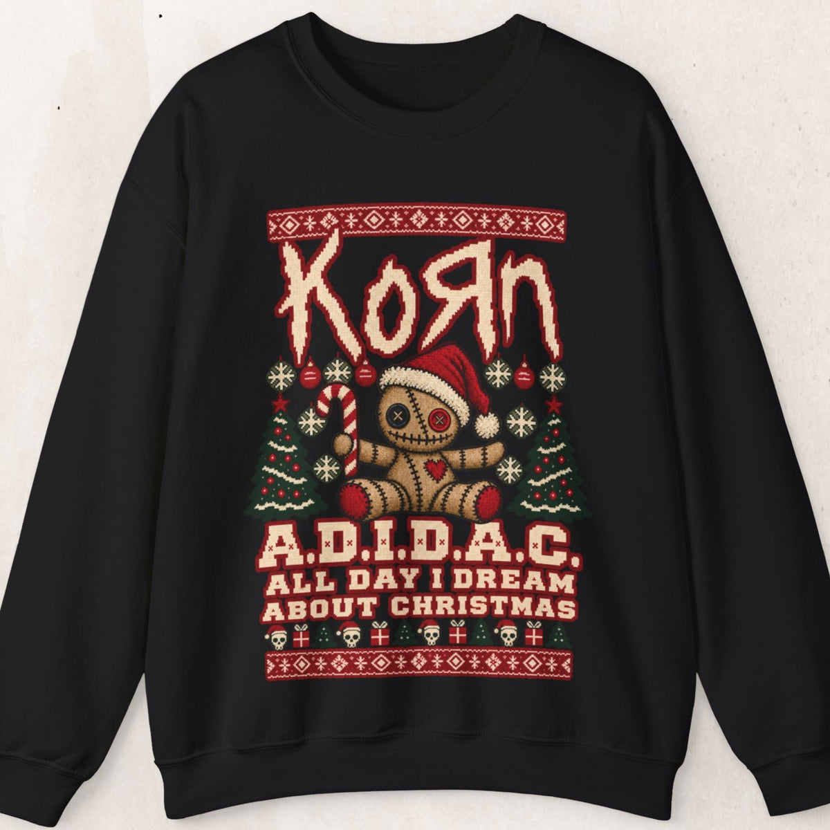 Xmas A.D.I.D.A.C. All Day I Dream About Christmas Sweatshirt – Black