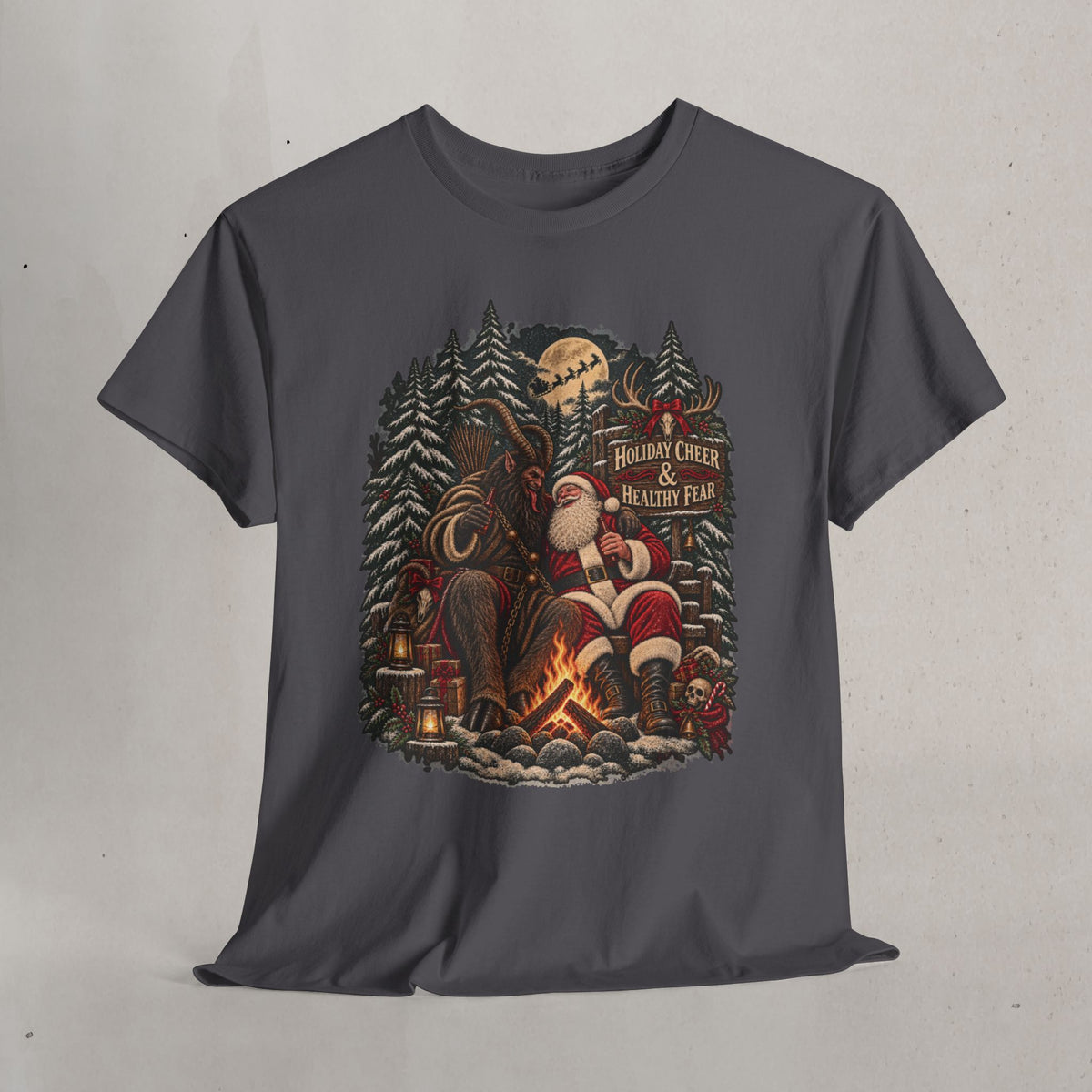 Santa & Krampus Camping Graphic Tee