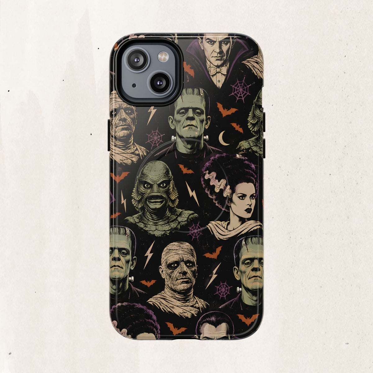 Monster Mash Magnetic Phone Case — Retro Classic Horror Collage