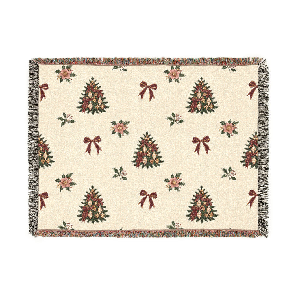 Vintage Christmas Tree Woven Blanket Printify