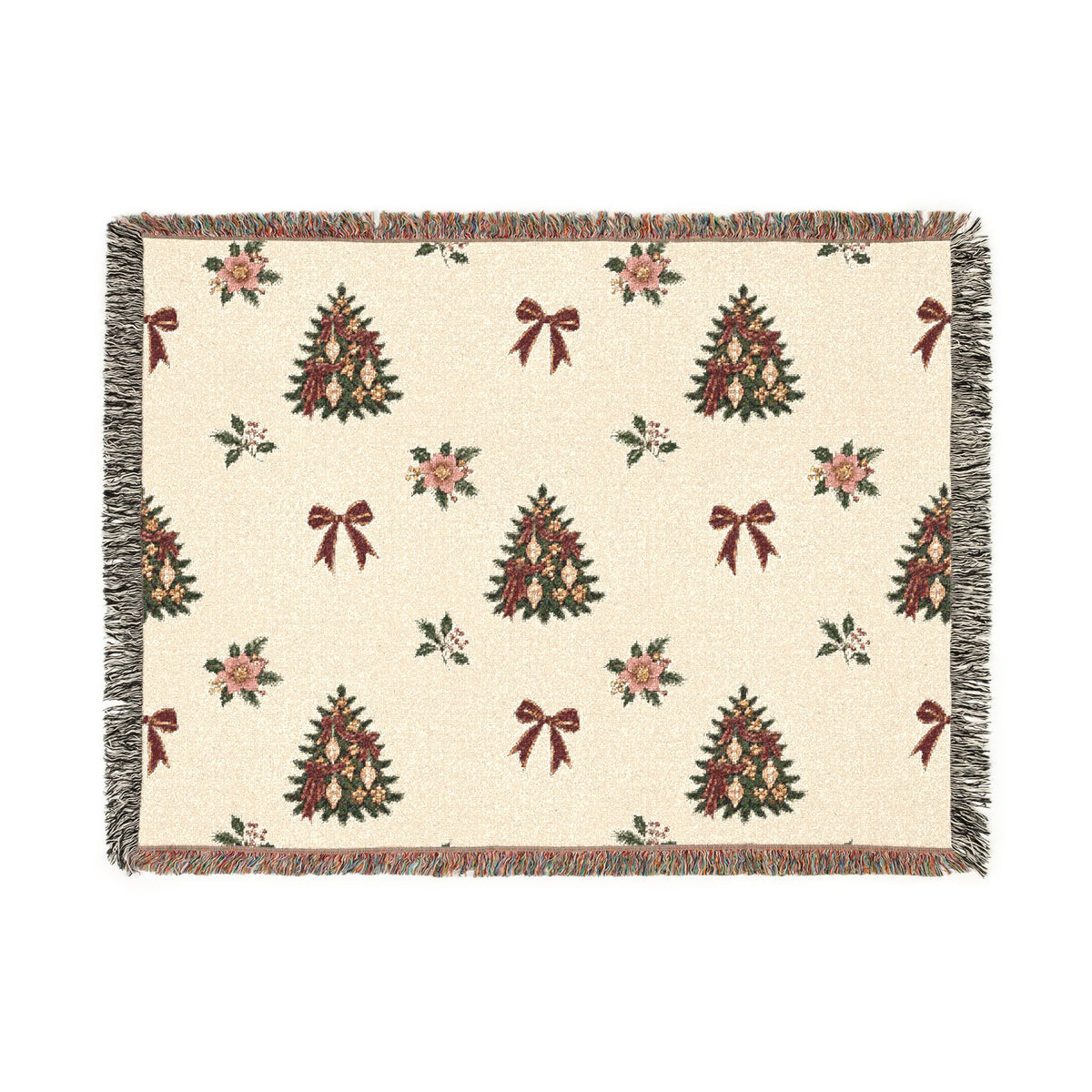 Vintage Christmas Tree Woven Blanket Printify