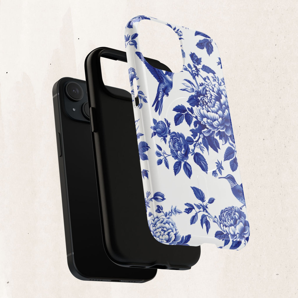 Blue Floral Bird Tough Magnetic Phone Case