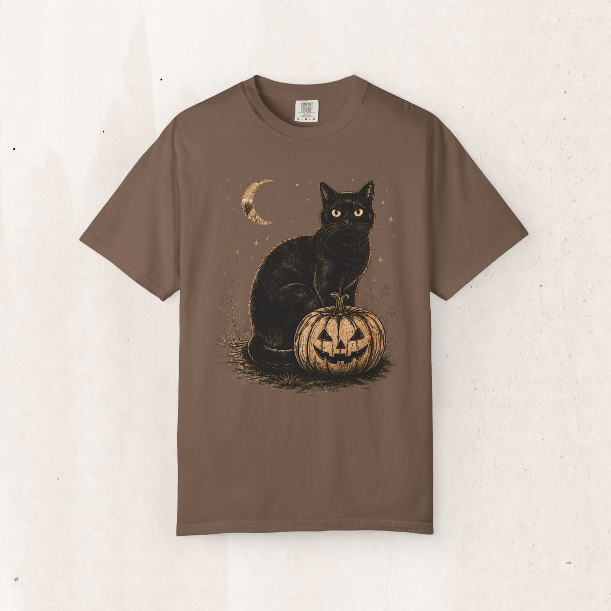Halloween Black Cat & Pumpkin Tee