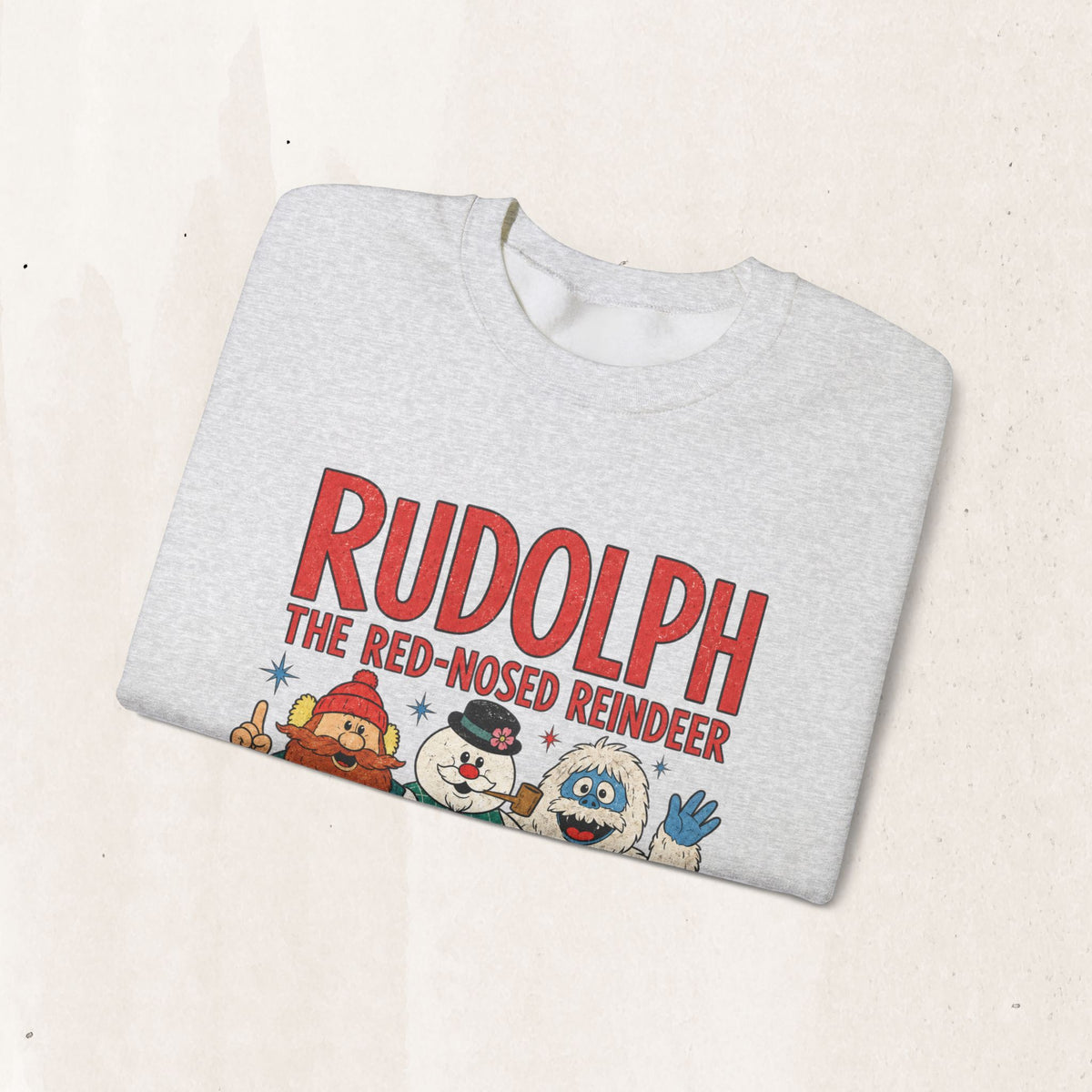 Rudolph The Red-Nosed Reindeer Vintage Crewneck Sweatshirt in Ash, alternate view