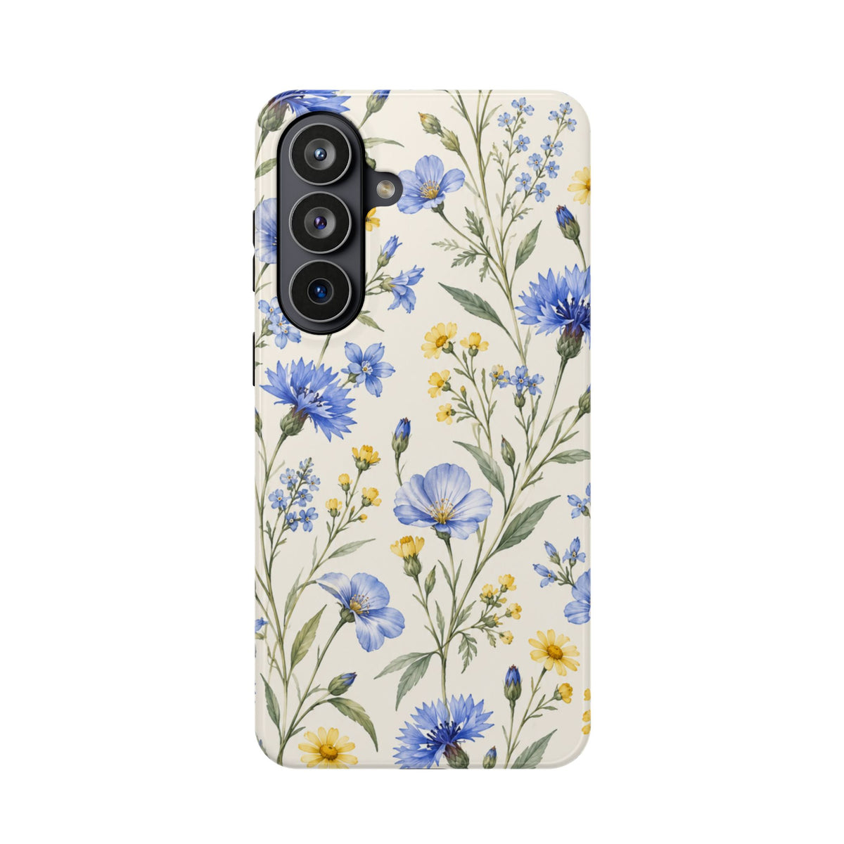 Floral Blue Cornflower Tough Magnetic Phone Case, alternate view