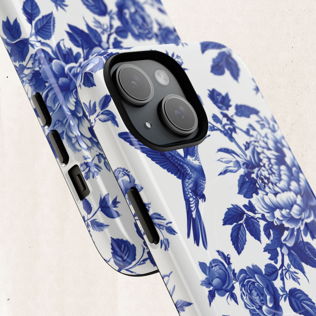 Blue Floral Bird Tough Magnetic Phone Case
