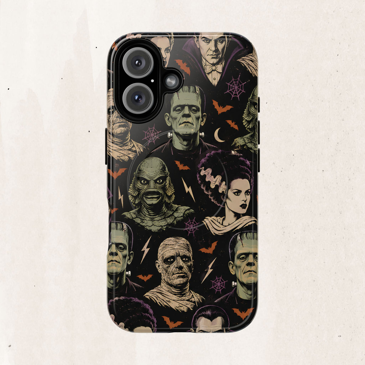 Monster Mash Magnetic Phone Case — Retro Classic Horror Collage