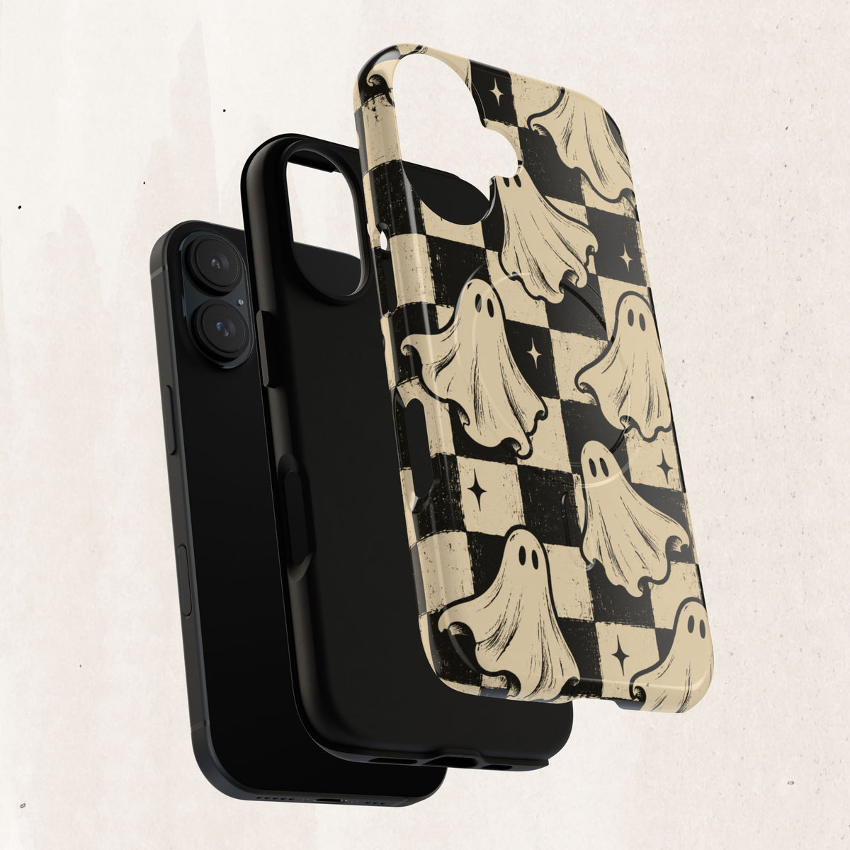 Ghost Checker Tough Magnetic Phone Case — Retro Spooky iPhone Cover Printify