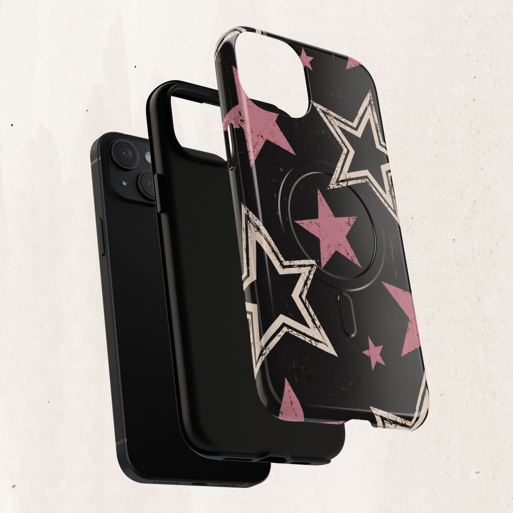 Magnetic Phone Case — Pink Retro Stars Tough Protective Cover Printify
