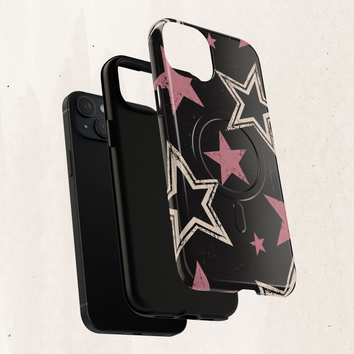 Magnetic Phone Case — Pink Retro Stars Tough Protective Cover Printify