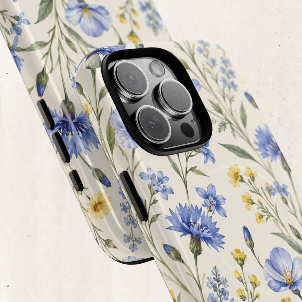 Floral Blue Cornflower  Magnetic Phone Case